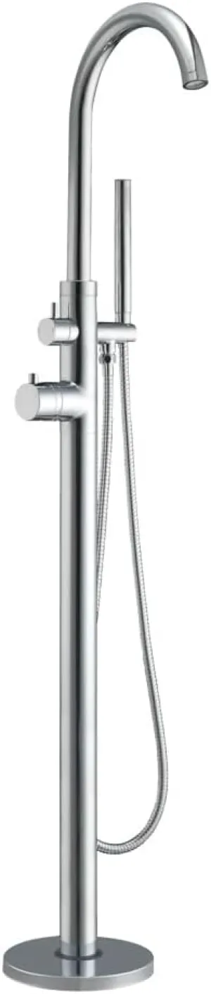 Whitehaus Collection Filler WHT7369S-C Floor Mount Free Standing Tub Faucet with Handshower, Chrome