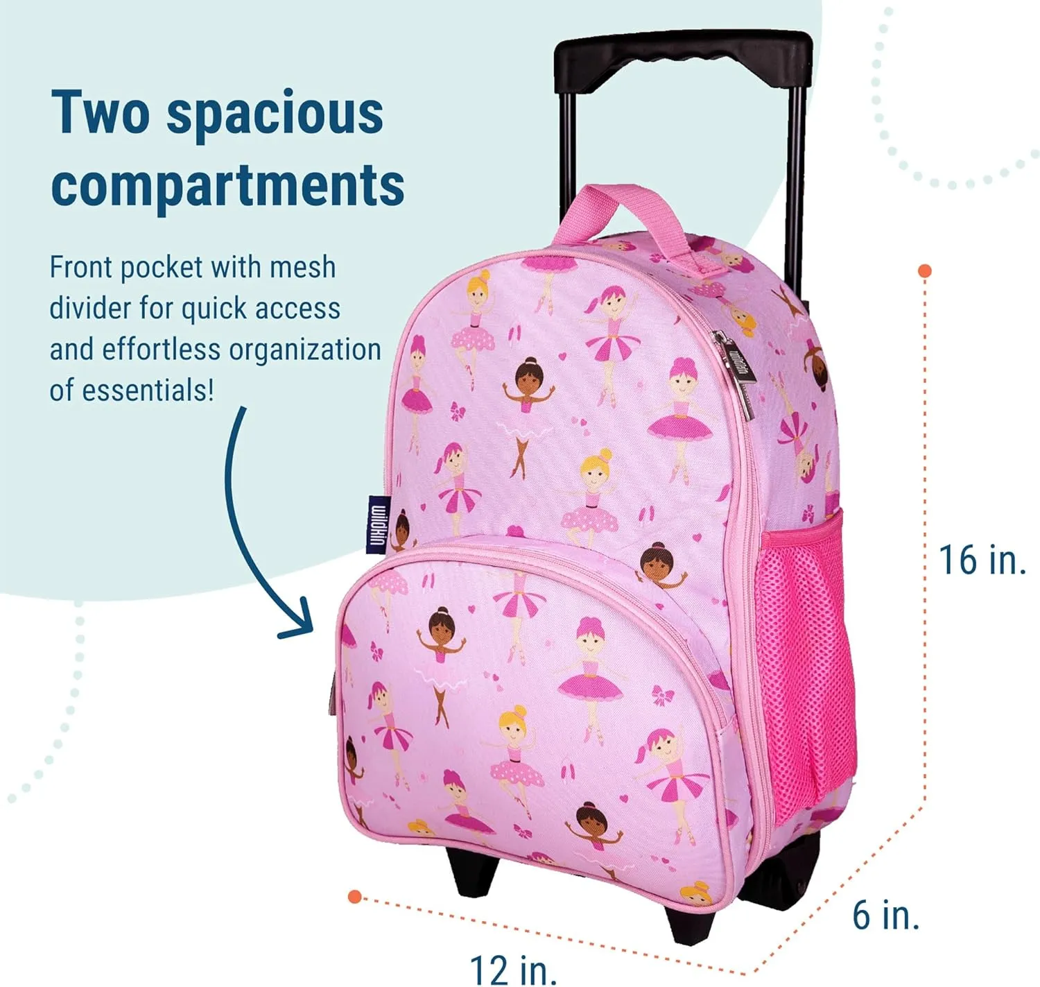 Wildkin Kids Rolling Luggage – Carry-On Size for School & Overnight Travel