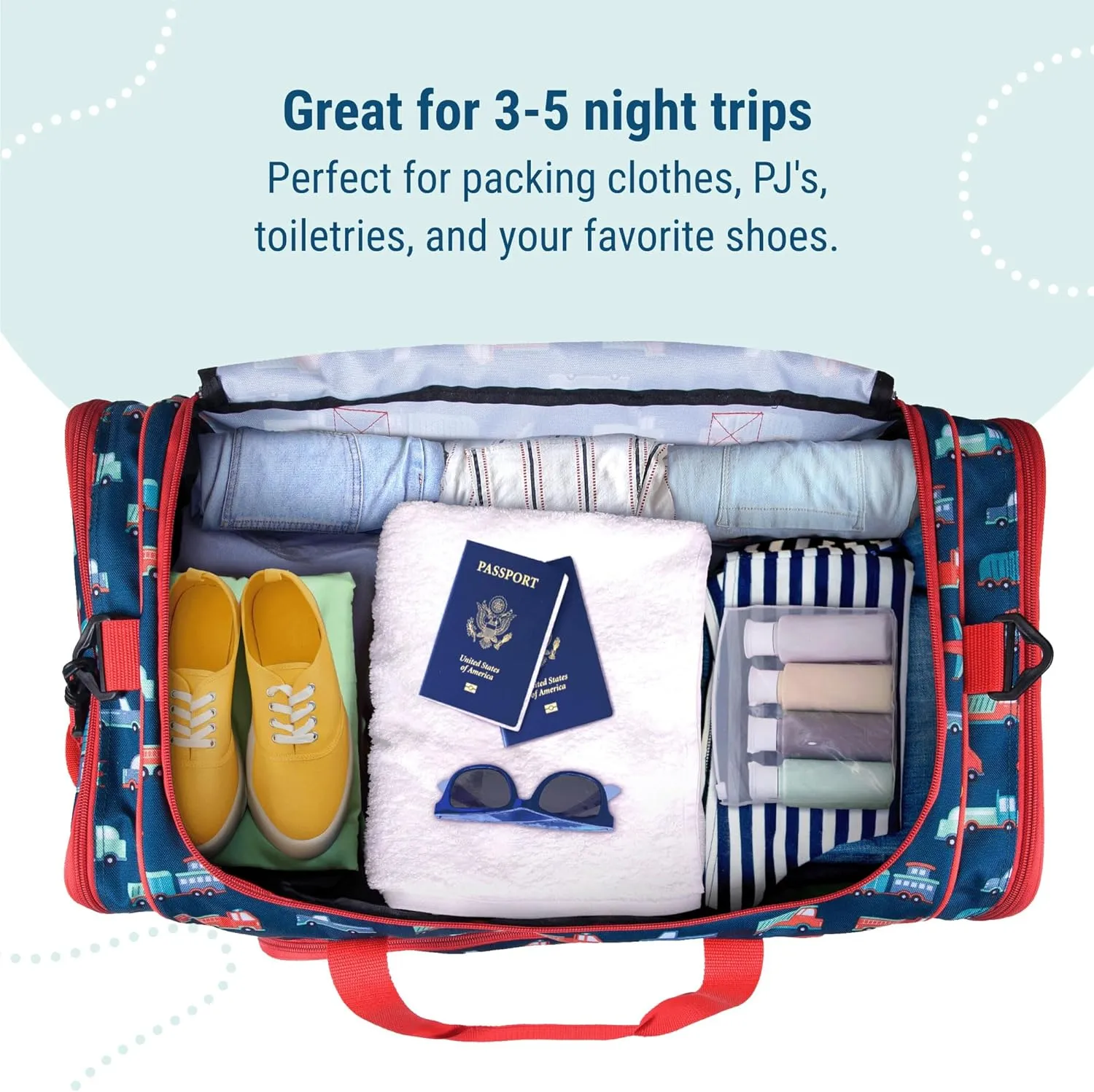 Wildkin Kids Weekender Duffel Bag – Carry-On Size for School, Travel, & Sleepovers
