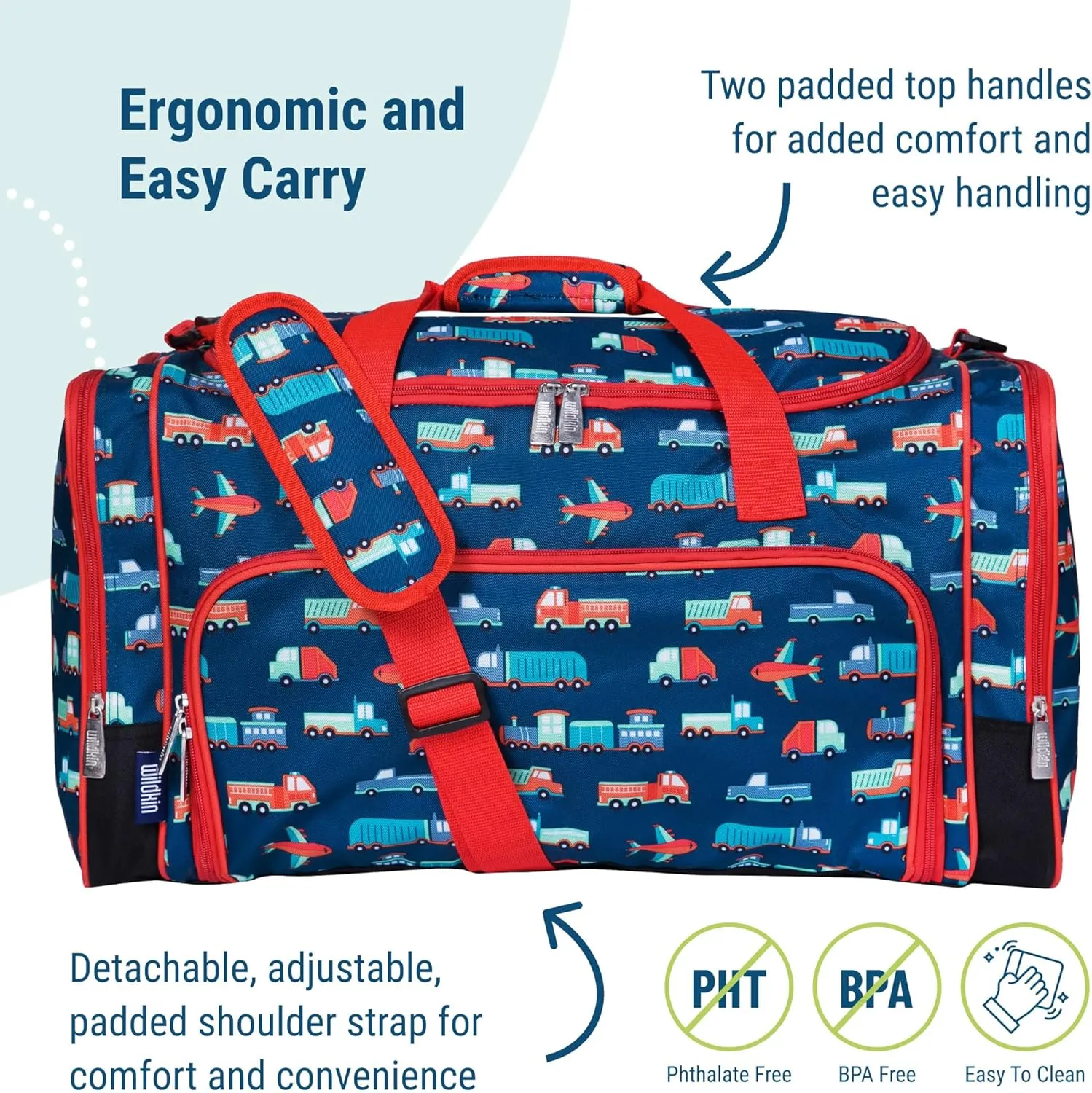 Wildkin Kids Weekender Duffel Bag – Carry-On Size for School, Travel, & Sleepovers