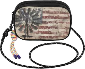 Windmill American Flag Crossbody Bag for Women Cell Phone Purses Women's Small Shoulder Handbags Wallet Purse with Strap