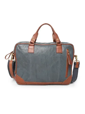 Winger :  Real Leather Navy With Cognac Color Laptop Bag by Art N Vintage