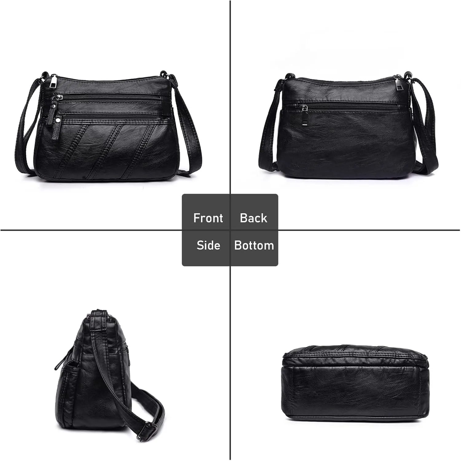WITERY Crossboby Bag for Women - Soft PU Leather Multi-Pocket Shoulder Handbags Pocketbooks Medium Sized Bag Small Purses