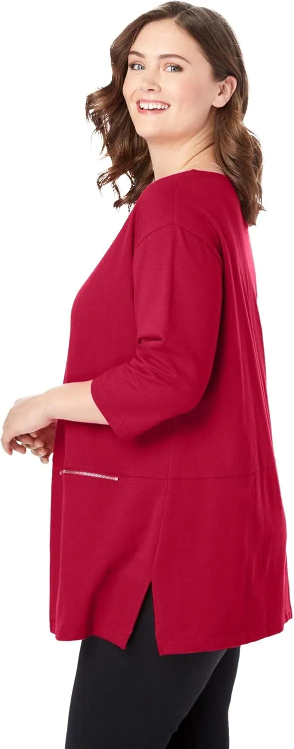 Woman Within Plus Size Zipper Pocket Tunic