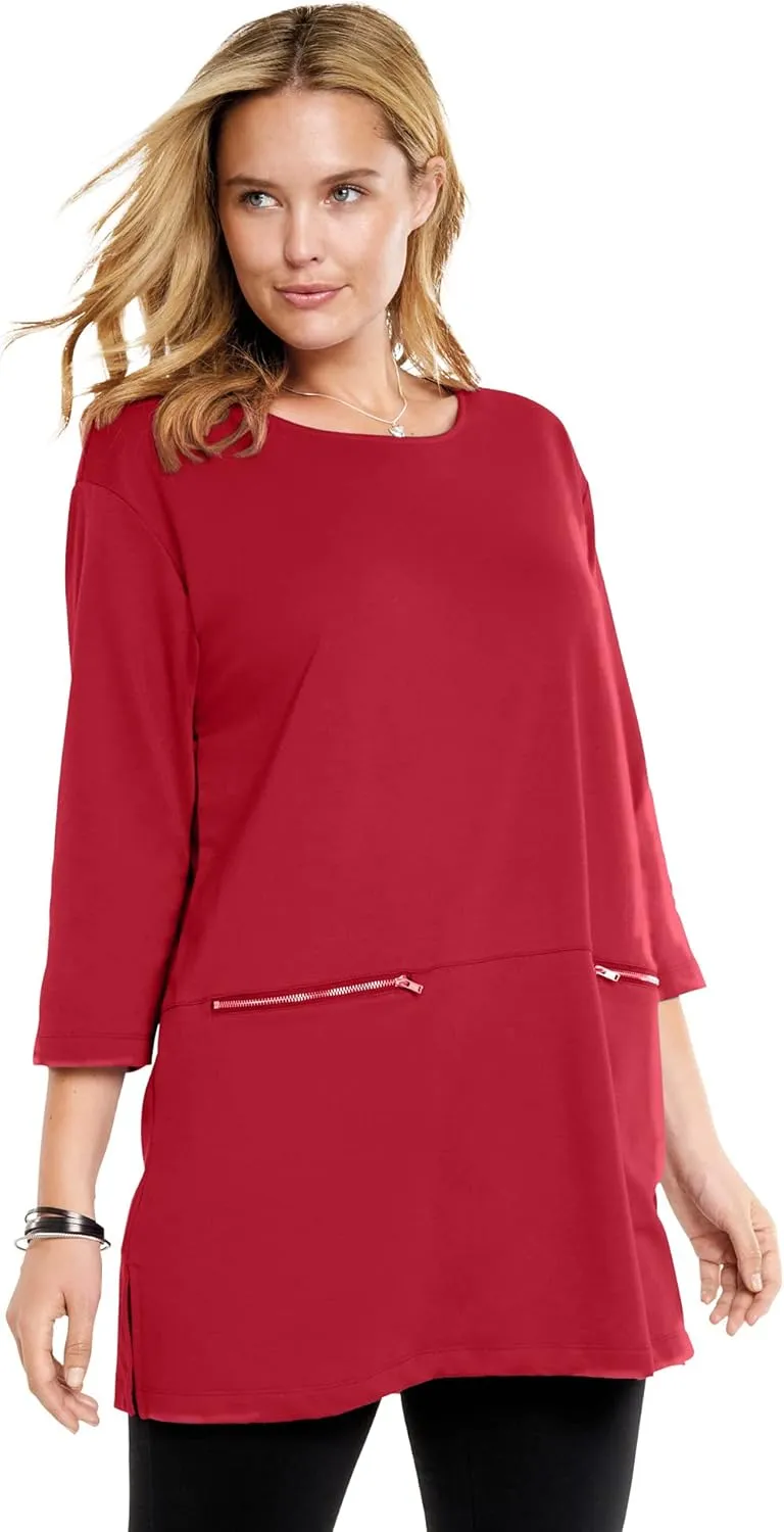 Woman Within Plus Size Zipper Pocket Tunic