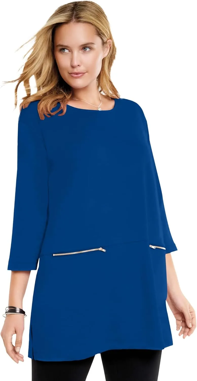 Woman Within Plus Size Zipper Pocket Tunic