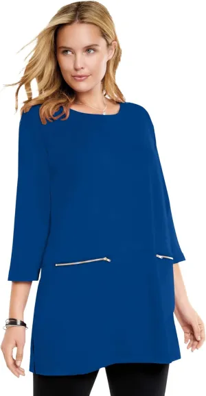 Woman Within Plus Size Zipper Pocket Tunic
