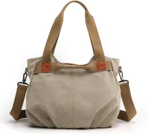 Women Canvas Tote Handbags Casual Shoulder Work Bag Crossbody Top Handle Bag Cross-body Vintage Multi-pocket Purses