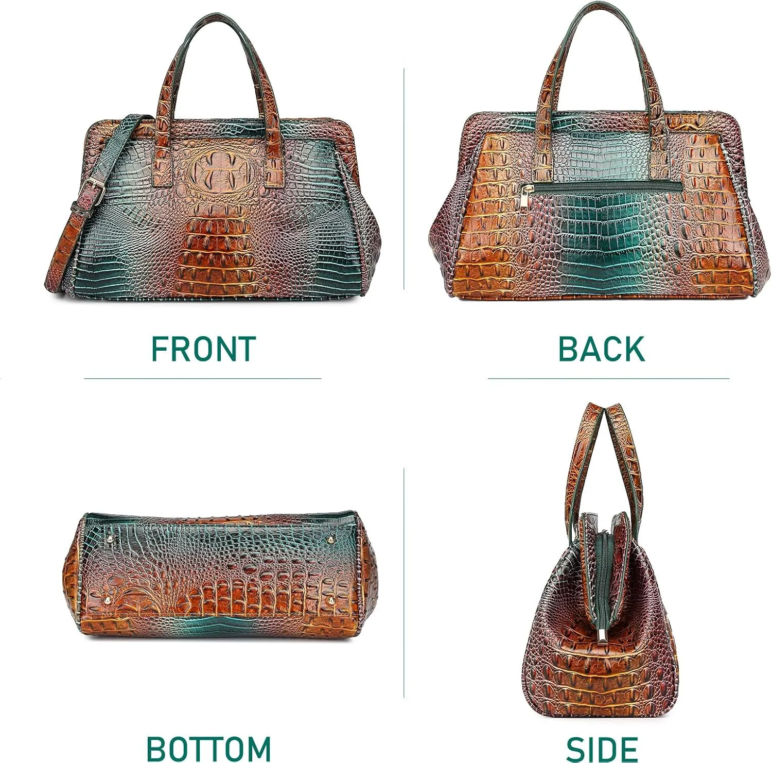Women Fashion Crocodile Print Handbag Shoulder Satchel Top Handle Crossbody Bag