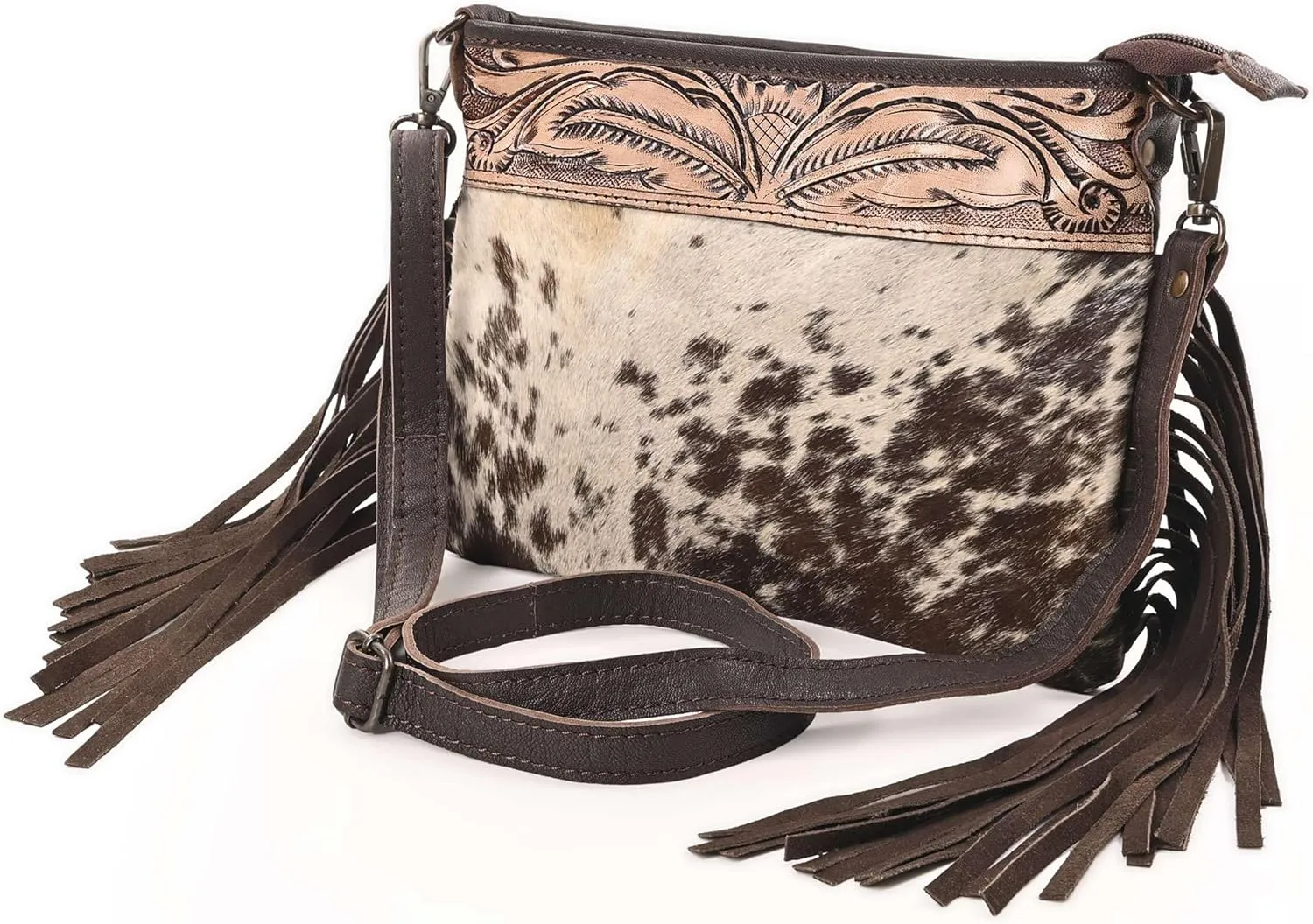 Women Natural Cowhide Leather Hand Bag With Adjustable Detachable Strap Leather Messenger