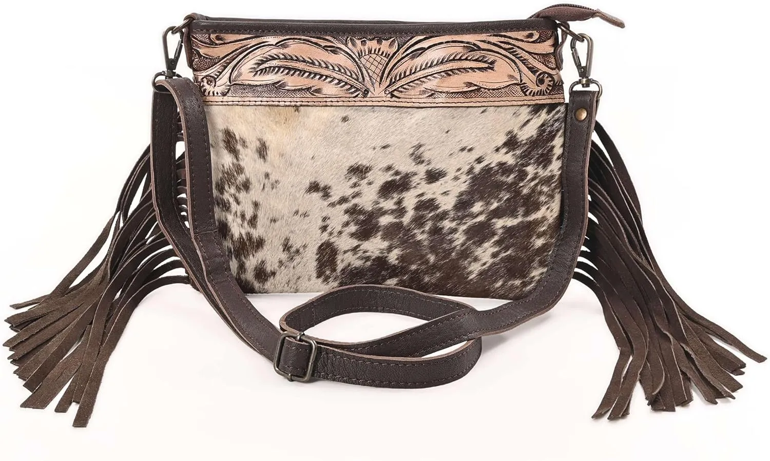 Women Natural Cowhide Leather Hand Bag With Adjustable Detachable Strap Leather Messenger