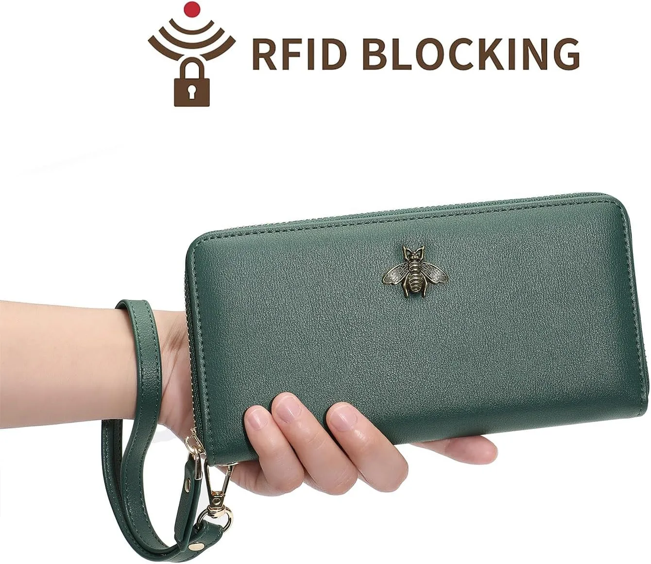 Women Wallet RFID Blocking Ladies Clutch Purses Long Wristlet Wallets for Women