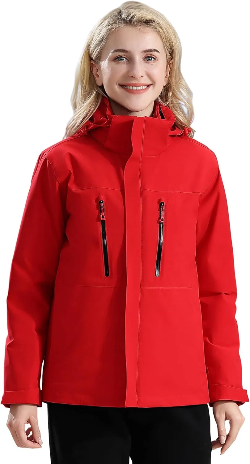 Women's 3-in-1 Waterproof Jacket Ski Jacket Winter Warm Waterproof Jacket
