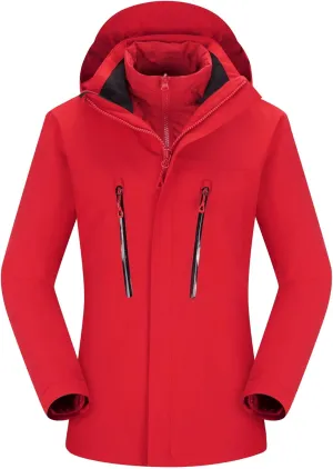 Women's 3-in-1 Waterproof Jacket Ski Jacket Winter Warm Waterproof Jacket