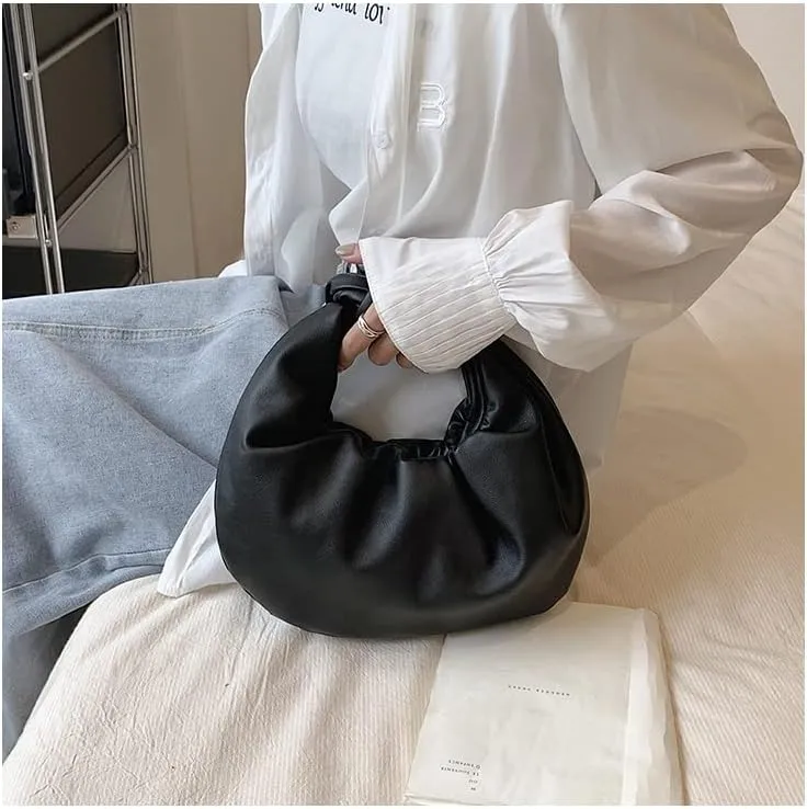 Women's Dumpling Bun Fold Knot Design Cloud Bag Handbag
