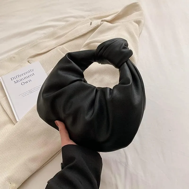 Women's Dumpling Bun Fold Knot Design Cloud Bag Handbag