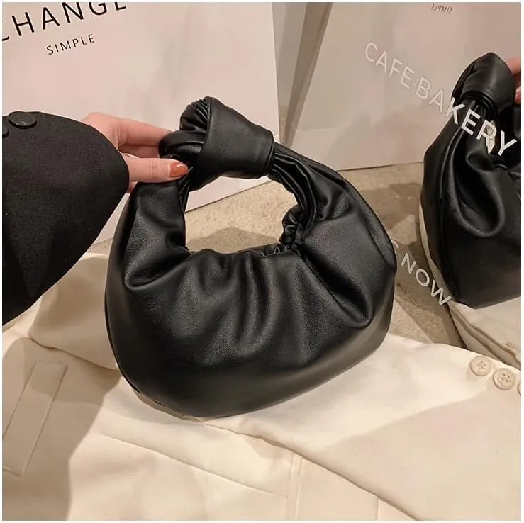Women's Dumpling Bun Fold Knot Design Cloud Bag Handbag