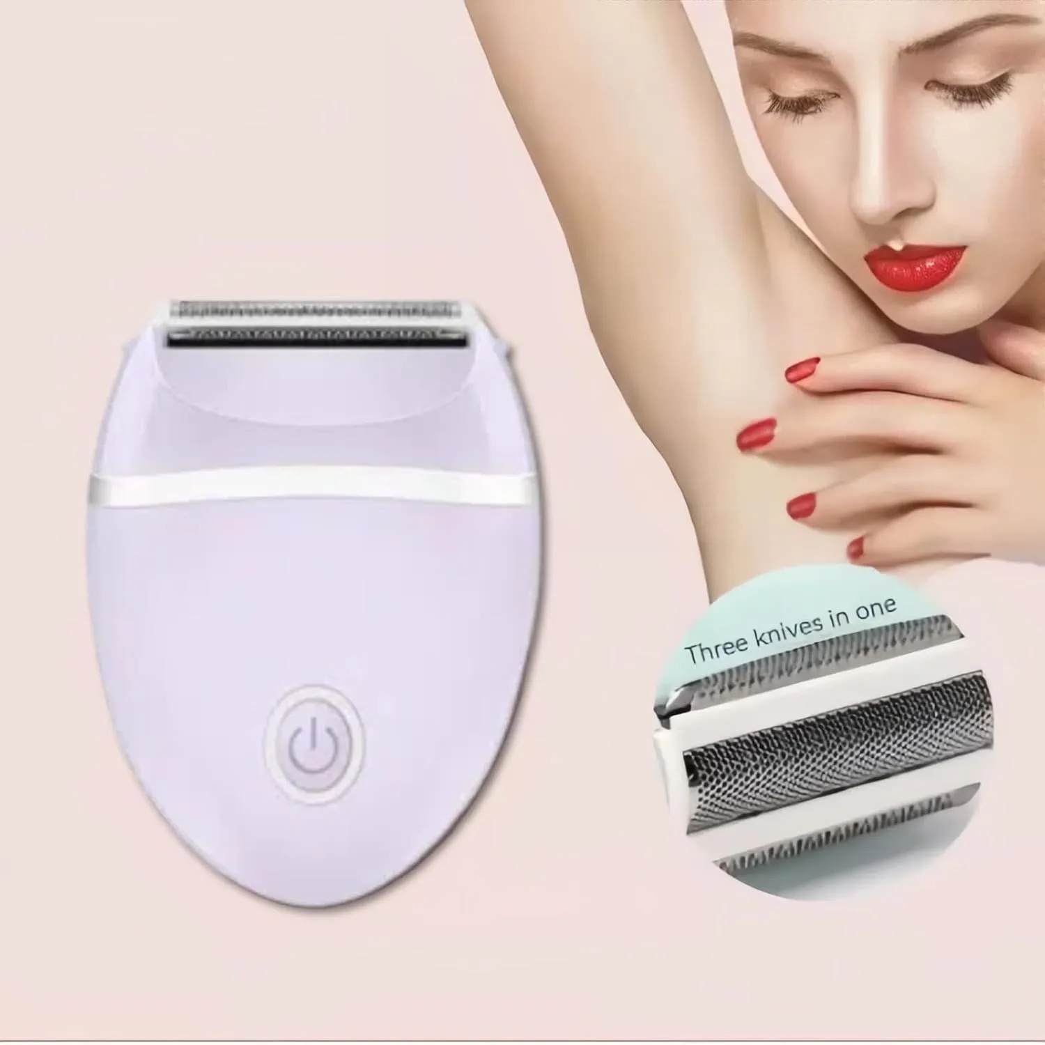 Women's Hair Trimmer - Waterproof Electric Shaver for Armpit, Leg, and Pubic Hair - No Black Spots, Washable, Knife Tip Design for Smooth Flawless Finish(purple-2pc)