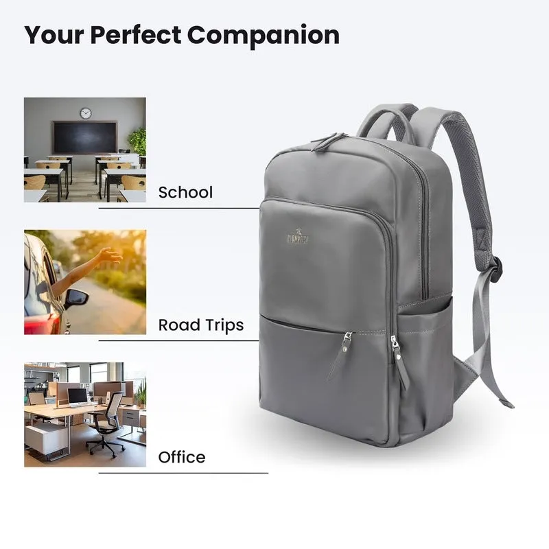 Women's Laptop Backpack - Stylish Vegan Leather | Fits 15.6 Inch Laptop | Elegance Collection | Grey