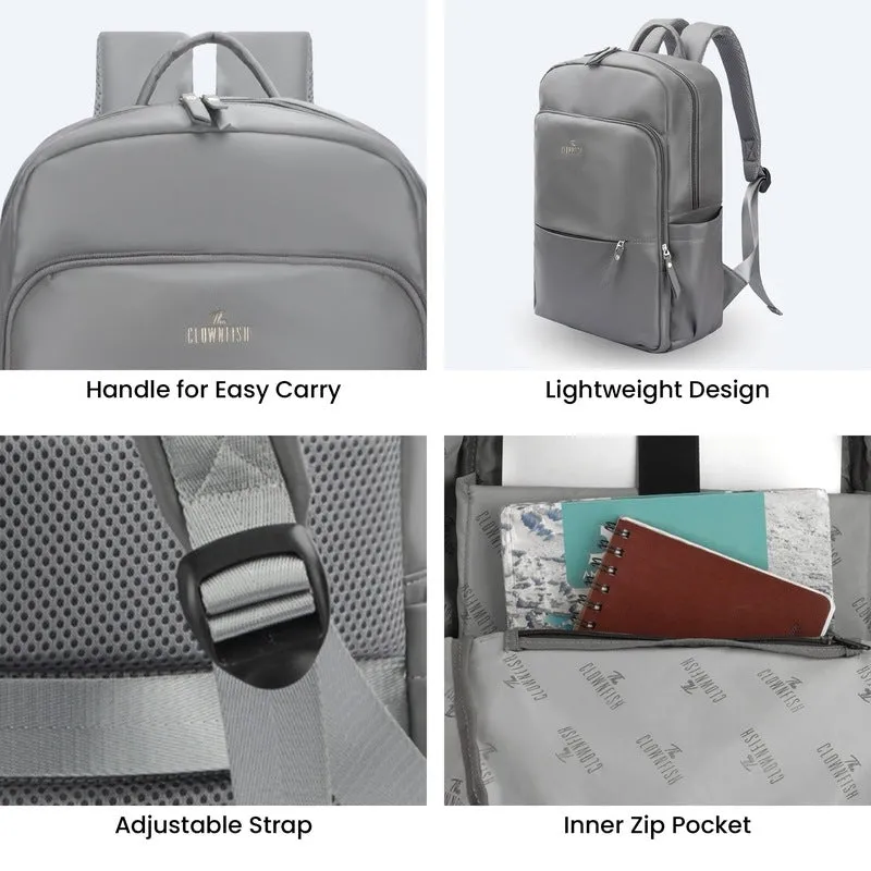 Women's Laptop Backpack - Stylish Vegan Leather | Fits 15.6 Inch Laptop | Elegance Collection | Grey