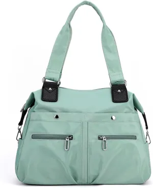 Women's Tote Bag Multi Pocket Water resistant Nylon Handbag Purse Casual Travel Shoulder Bag Hobo Bag