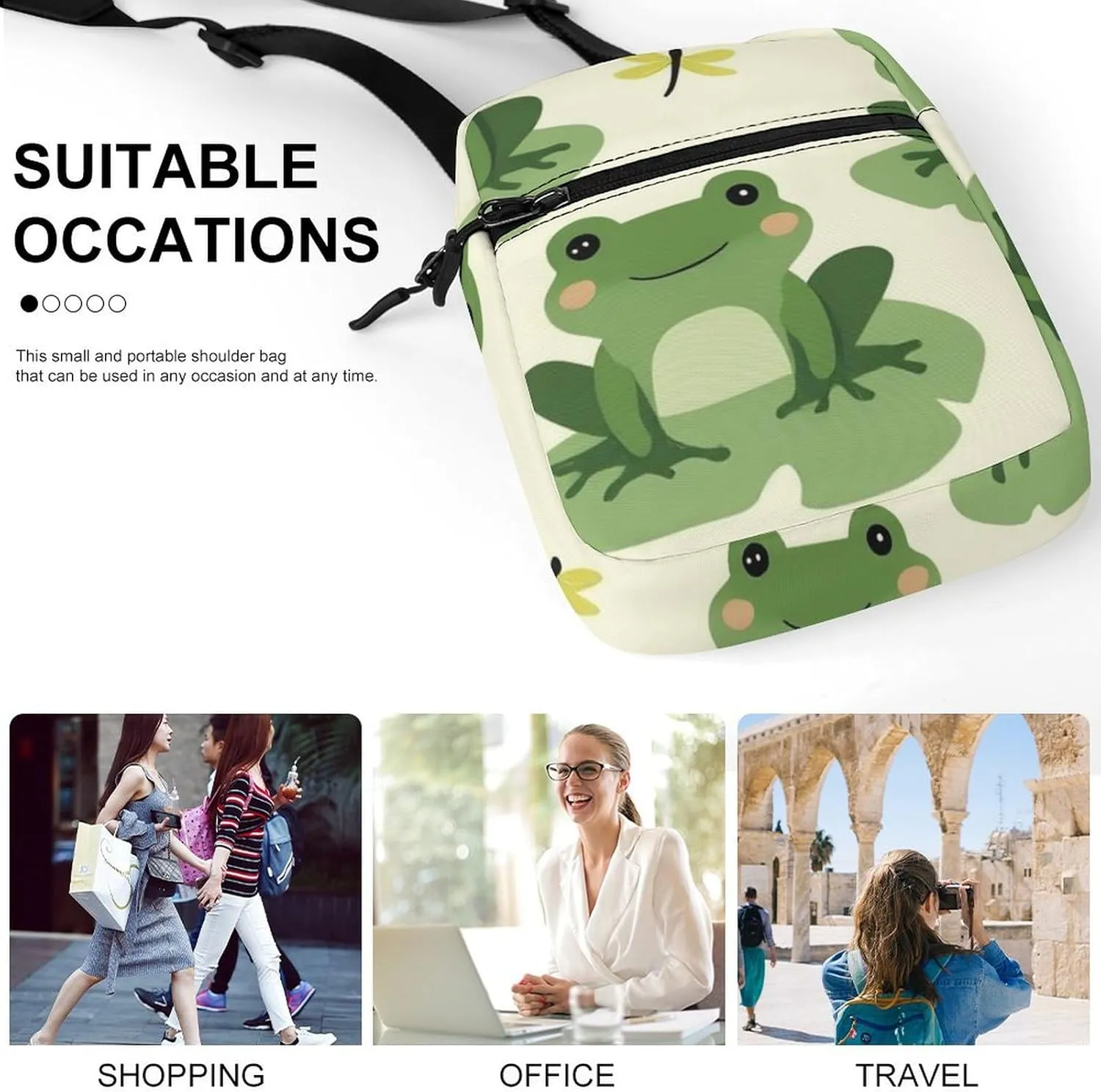 Womens Travel Crossbody Bag, Mini Shoulder Handbag Adjustable Zipper Small Pouch Cell Phone Purse