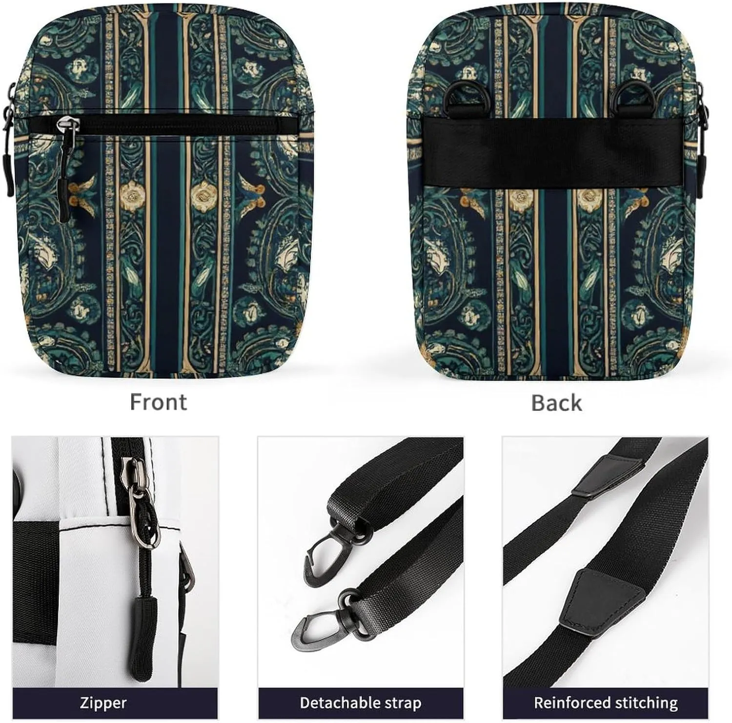 Womens Travel Crossbody Bag, Mini Shoulder Handbag Adjustable Zipper Small Pouch Cell Phone Purse