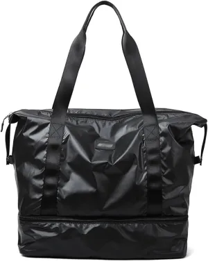 Womens Travel Weekender Bag Duffle Bag Overnight Bag with Shoe Compartment Carry-on Bag Sports Tote Gym Bag (Black)