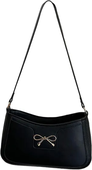Women's Vintage Bow Accent Clutch Underarm Purses Bags PU Leather Shoulder Handbags Bags
