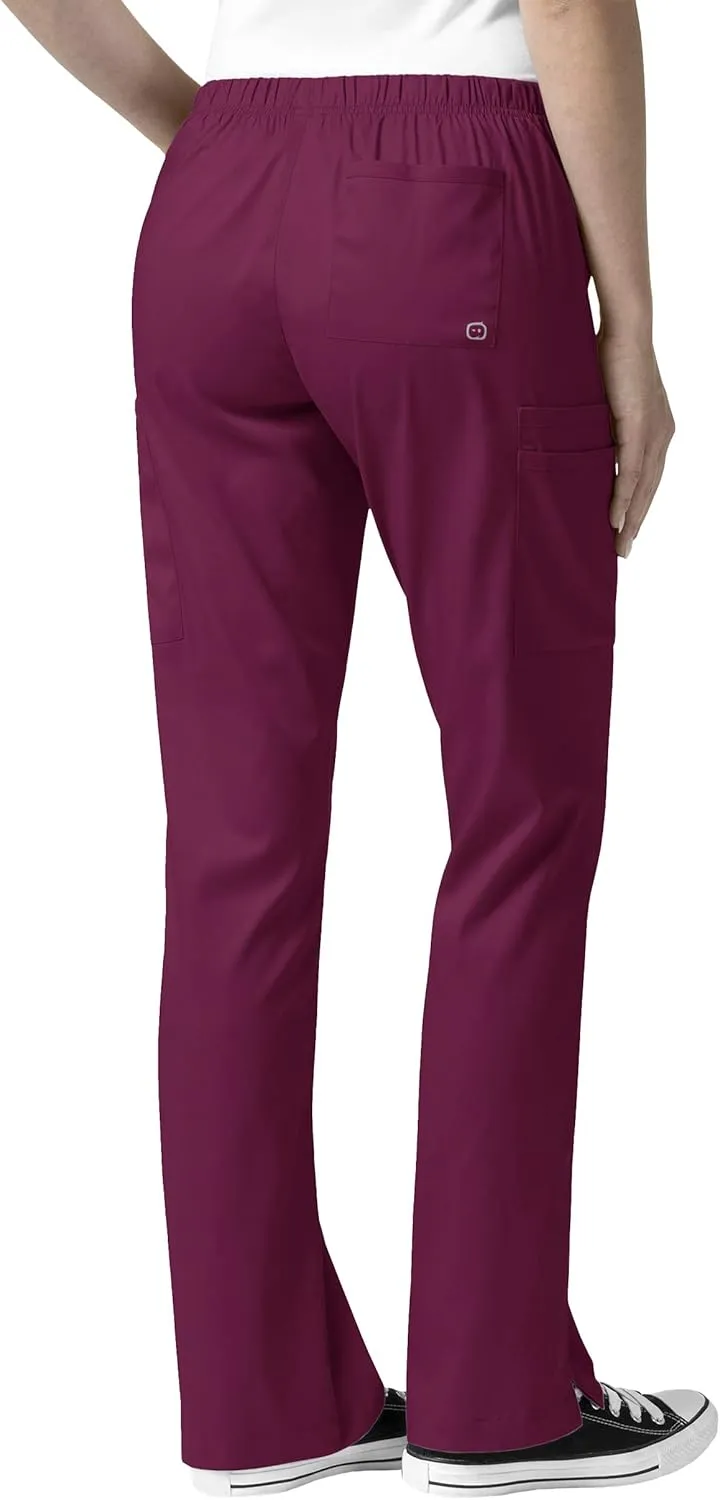WonderWink Pro Women's 4 Pocket V-Neck Top & Moderate Flare Leg Cargo Pant Scrub Set   Badge Reel