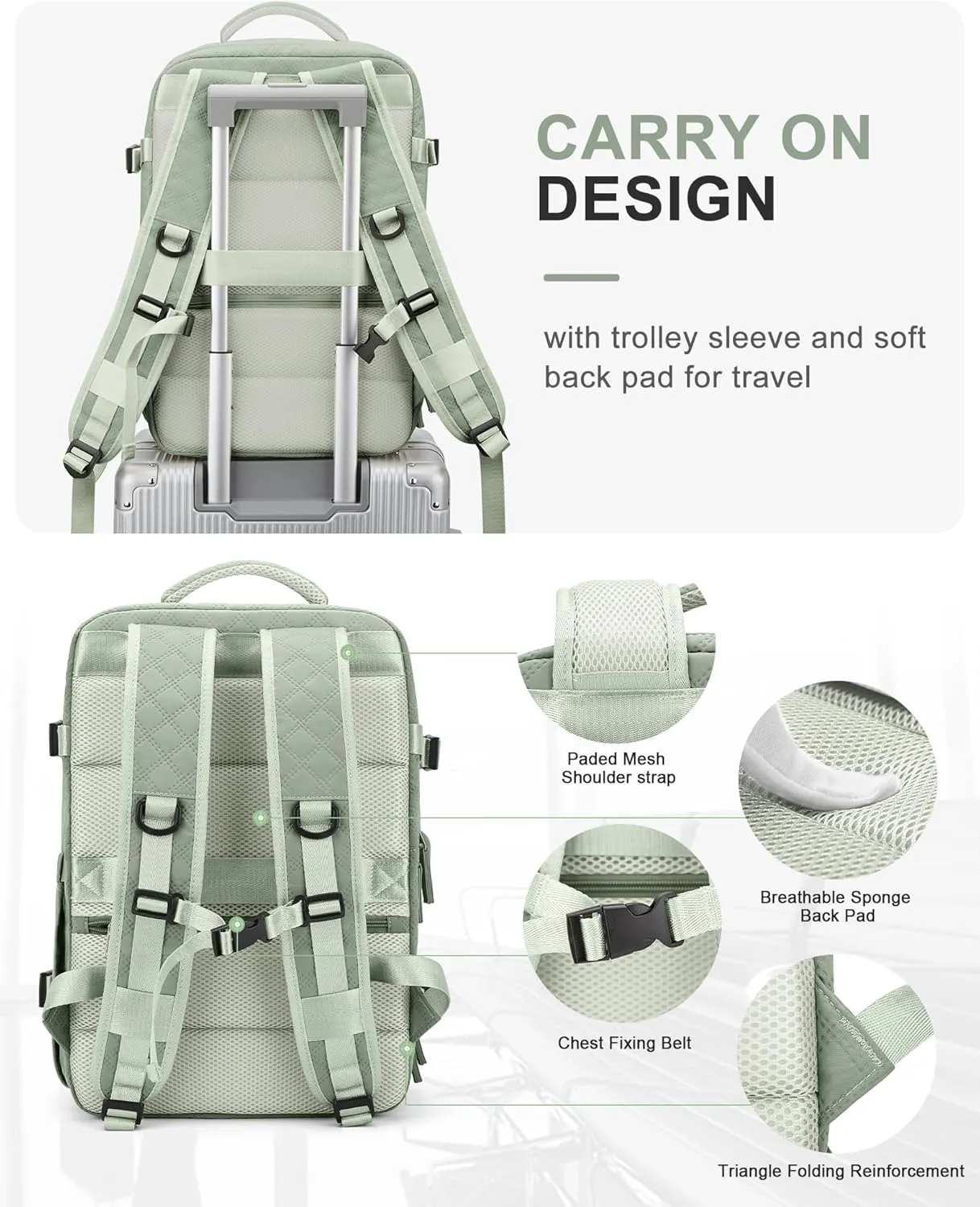 WONHOX Large Travel Backpack Carry on Flight Approved Laptop Work Business Backpack for Women Men Mochila de Viaje