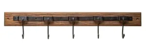 Wood & Metal Wall Hook with 5 Hooks