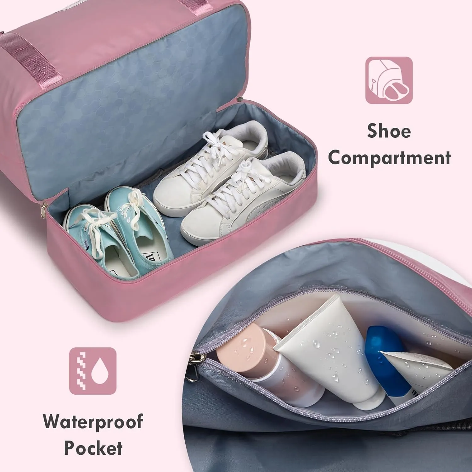 WOOMADA Weekender Bag for Women,Travel Carry On Bag with Shoe Compartment, Hospital Mom Bag for Labor and Delivery, Overnight Travel Duffle Bag with Toiletry Bag(berry pink)