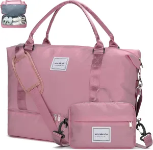 WOOMADA Weekender Bag for Women,Travel Carry On Bag with Shoe Compartment, Hospital Mom Bag for Labor and Delivery, Overnight Travel Duffle Bag with Toiletry Bag(berry pink)
