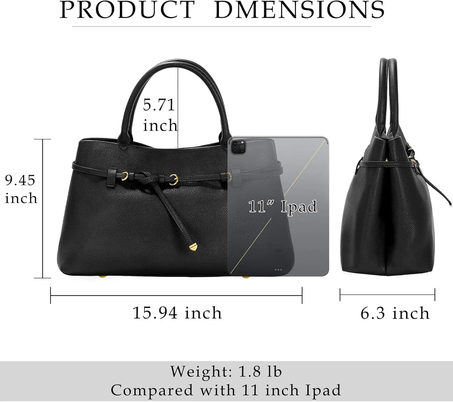 Work Tote Purses and Handbags for Women Vegan Leather Belted Top-handle Satchel Shoulder Bags with Long Strap