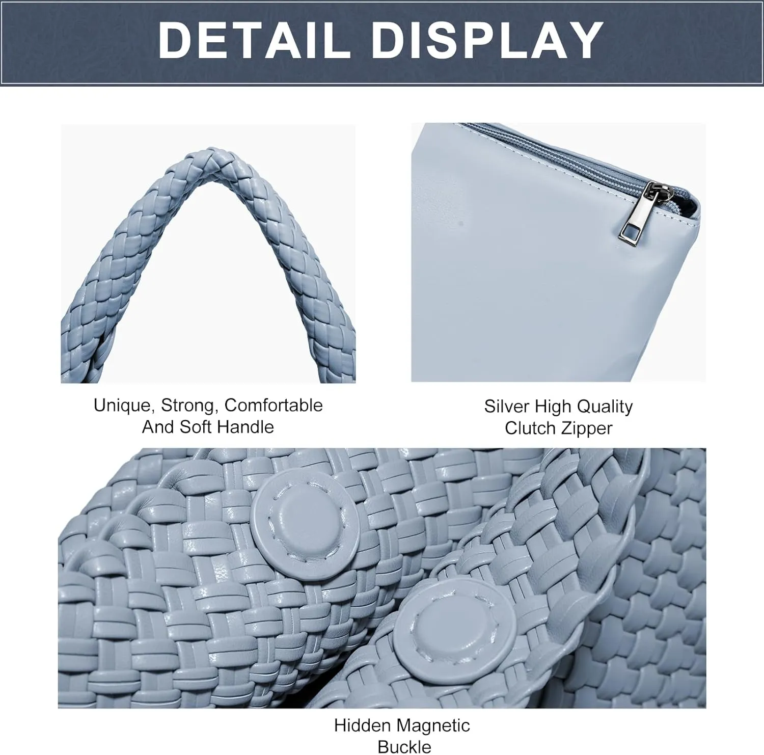 Woven Bag Purses and Handbags Woven Vegan Leather Tote Shoulder Top-Handle Bag With Purses for Women