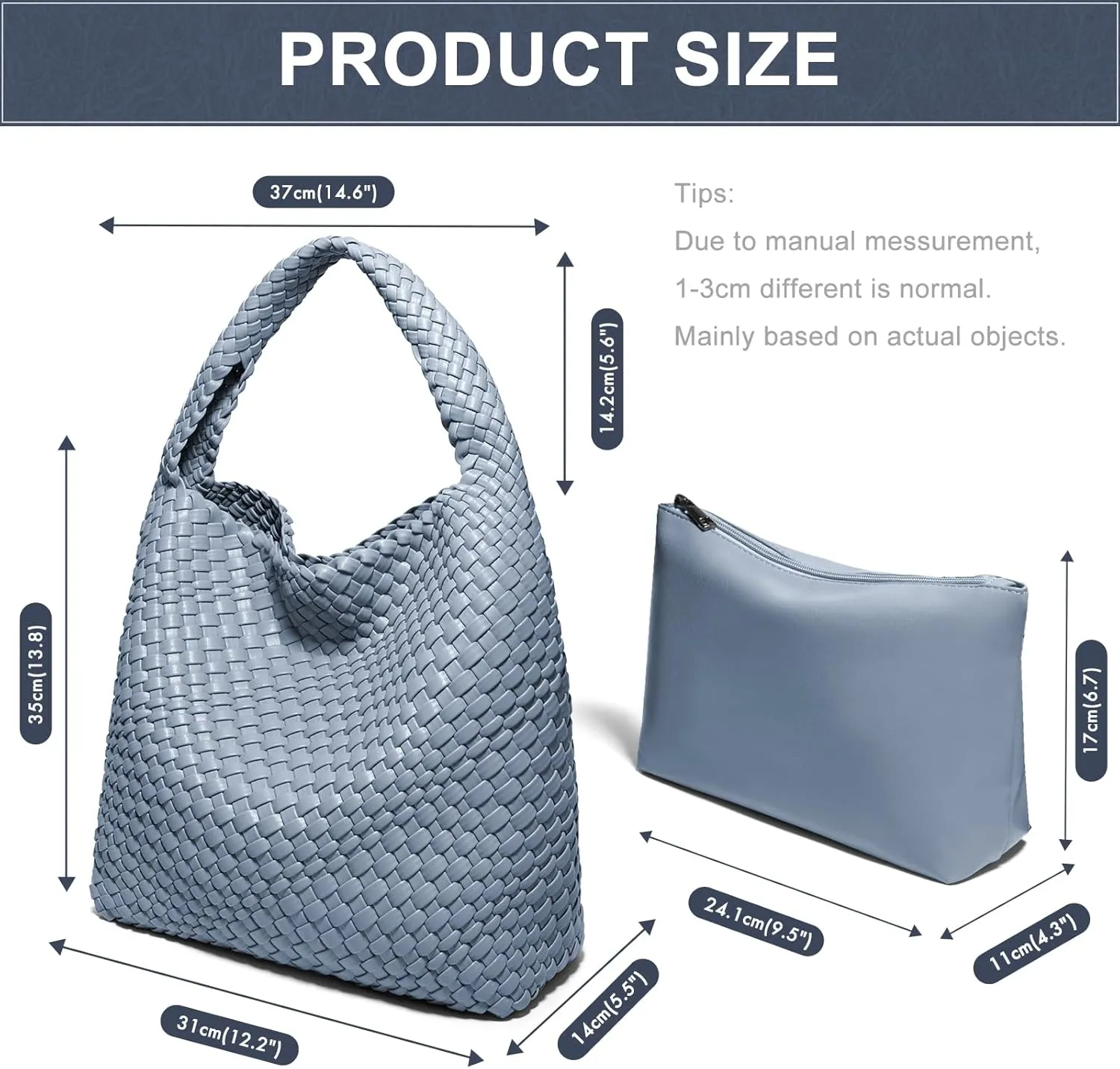 Woven Bag Purses and Handbags Woven Vegan Leather Tote Shoulder Top-Handle Bag With Purses for Women