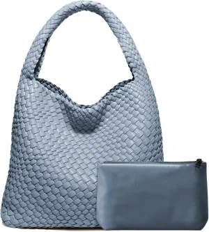 Woven Bag Purses and Handbags Woven Vegan Leather Tote Shoulder Top-Handle Bag With Purses for Women