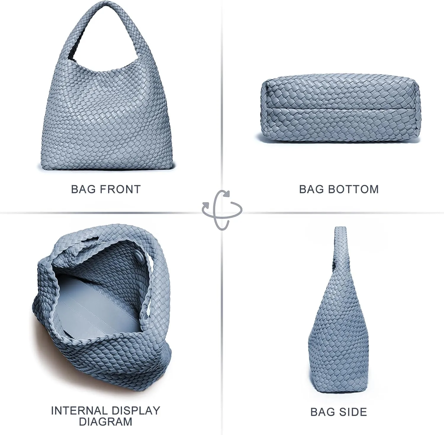 Woven Bag Purses and Handbags Woven Vegan Leather Tote Shoulder Top-Handle Bag With Purses for Women