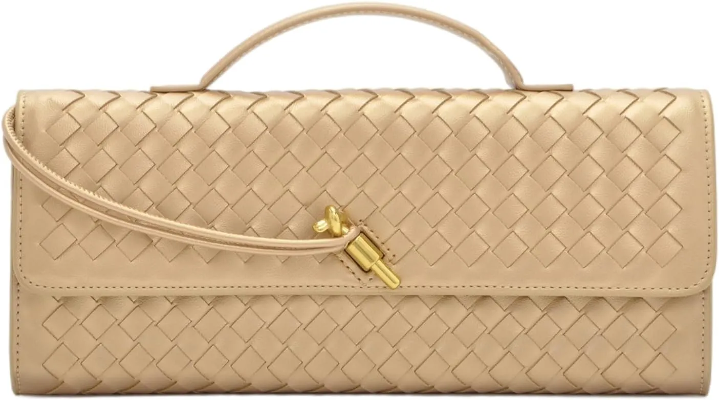 Woven Clutch Purse for women PU Leather Shoulder Bag Casual Fashion Party Evening Handbag Crossbody