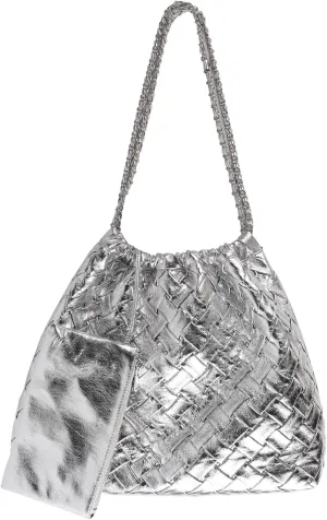 Woven Leather Hobo Handbag for Women with Purses, Large Woven Tote Bag Shoulder Bags 2pcs Purses Set