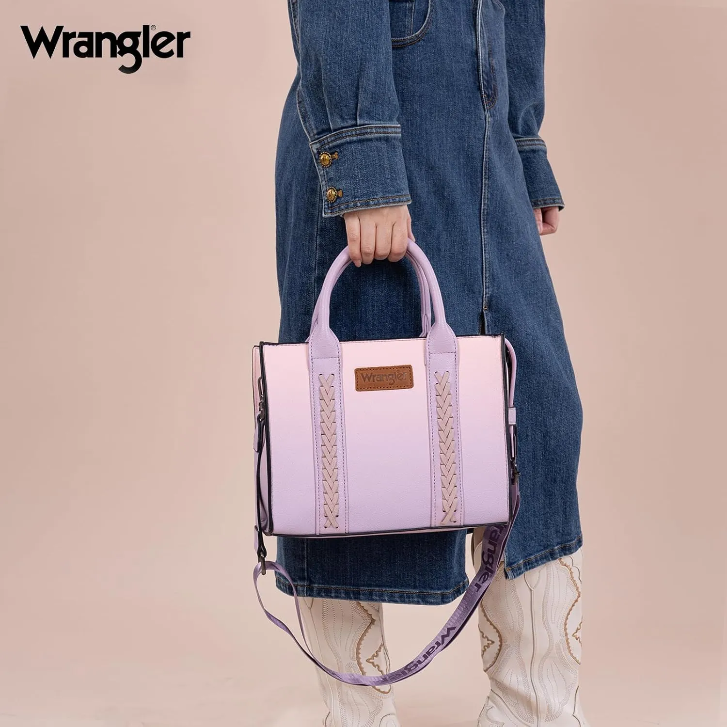 Wrangler Medium Tote Bag for Women Designer Satchel Handbags Top-handle Purses with Strap