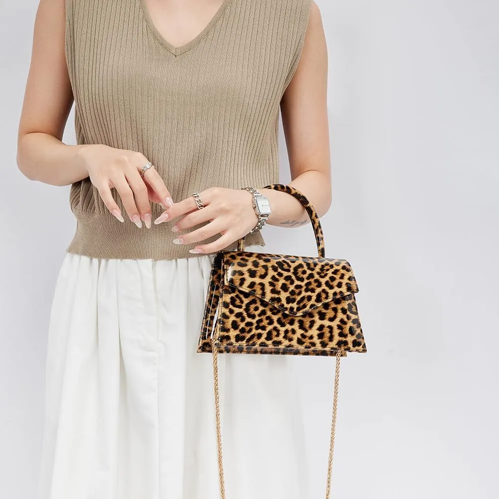 Wristlet Clutch Classic Leopard Print PU Leather Evening Bags For Women Formal Purse, Ladies Stylish Flap Clutch Handbag