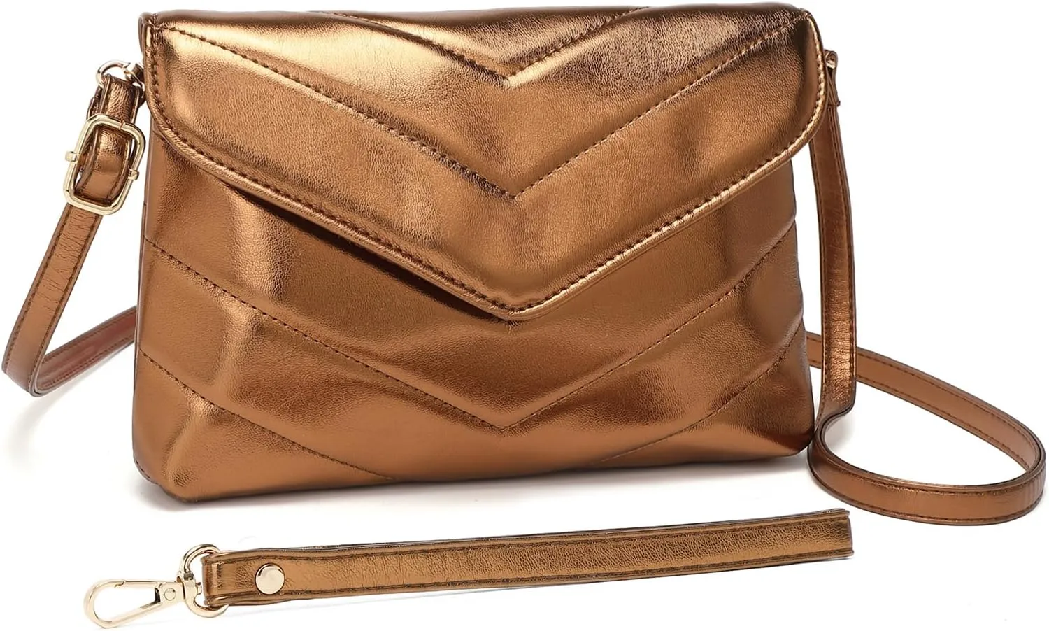 Wristlet Purse for Women Small, Ladies Clutch Envelope Handbag with Long Strap for Shopping Wedding Party