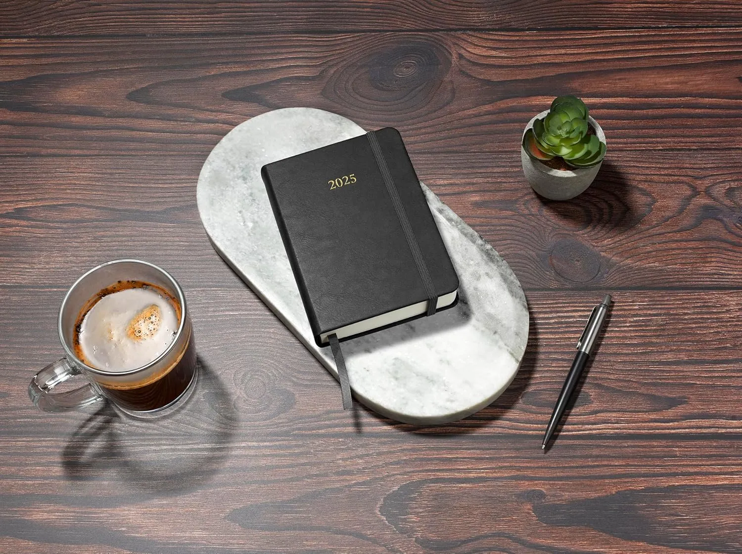 Wykeham's Executive 2025 Daily Journal Planner (Black, 6"×4.5")