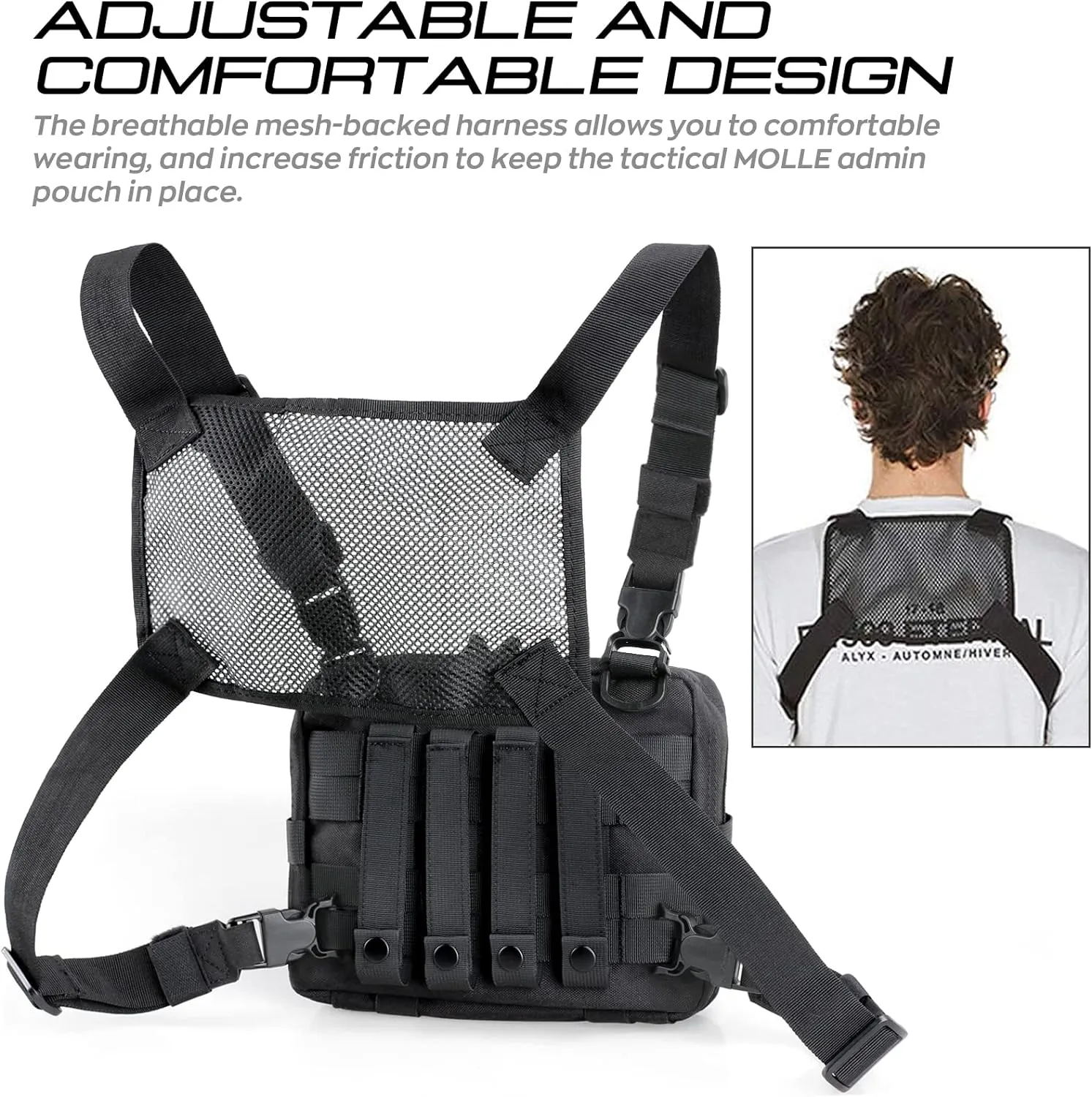 WYNEX Tactical Large Admin Pouch of Double Layer Design, Molle EDC EMT Utility Pouch with Map Sleeve Modular Tool Pouch Large Capacity Flag Patch Included