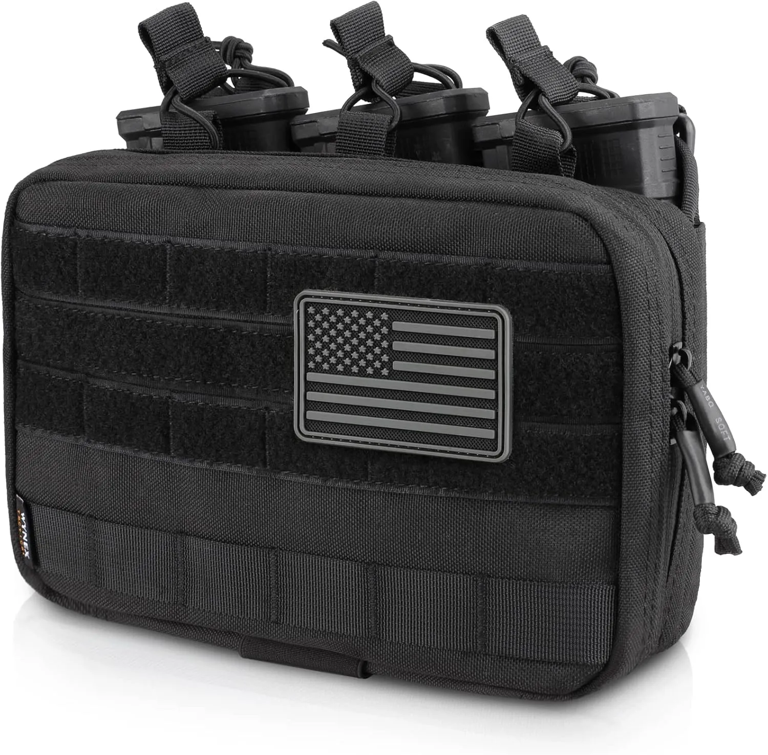 WYNEX Tactical Mag Admin Pouch, Molle Utility Tool Pouch Medical EMT Organizer with Triple Stacker Magazine Holder for M4 M16 Patch Included