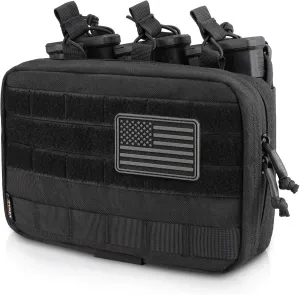 WYNEX Tactical Mag Admin Pouch, Molle Utility Tool Pouch Medical EMT Organizer with Triple Stacker Magazine Holder for M4 M16 Patch Included