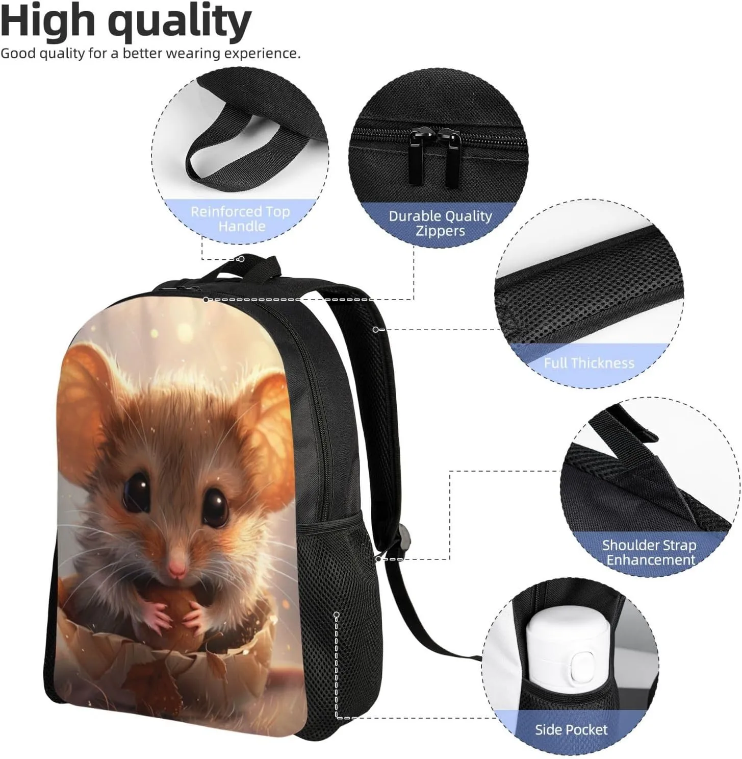 Xerial Cute Hamster Backpack Waterproof Anti Theft Durable Light Laptop Bag Backpacks For Women Men Travel Gym Backpack