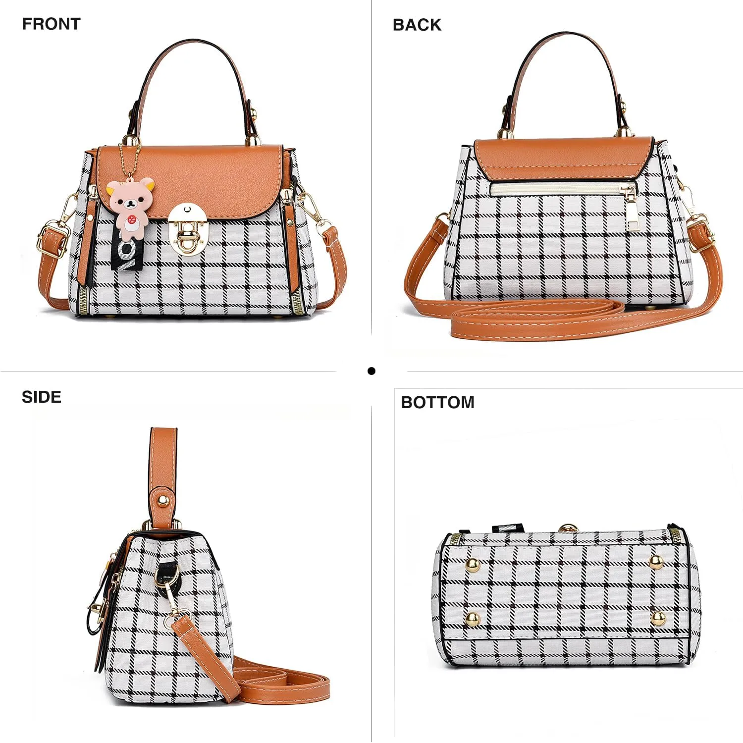 Xiaoyu Small Purses and Handbags for Women Fashion Teenage Girls Crossbody Bag Lightweight Shoulder Bag Plaid Pattern Satchel
